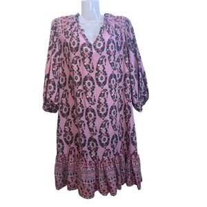 Knox Rose Midi Dress Floral Print Long Sleeve‎ Casual Pink XS